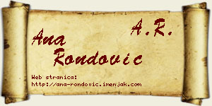 Ana Rondović vizit kartica